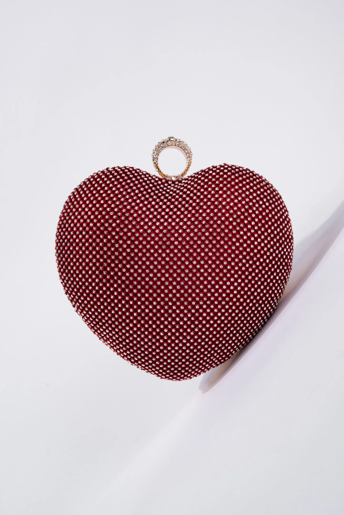 Reese Crystal Heart Shaped Evening Bag Detachable Crossbody