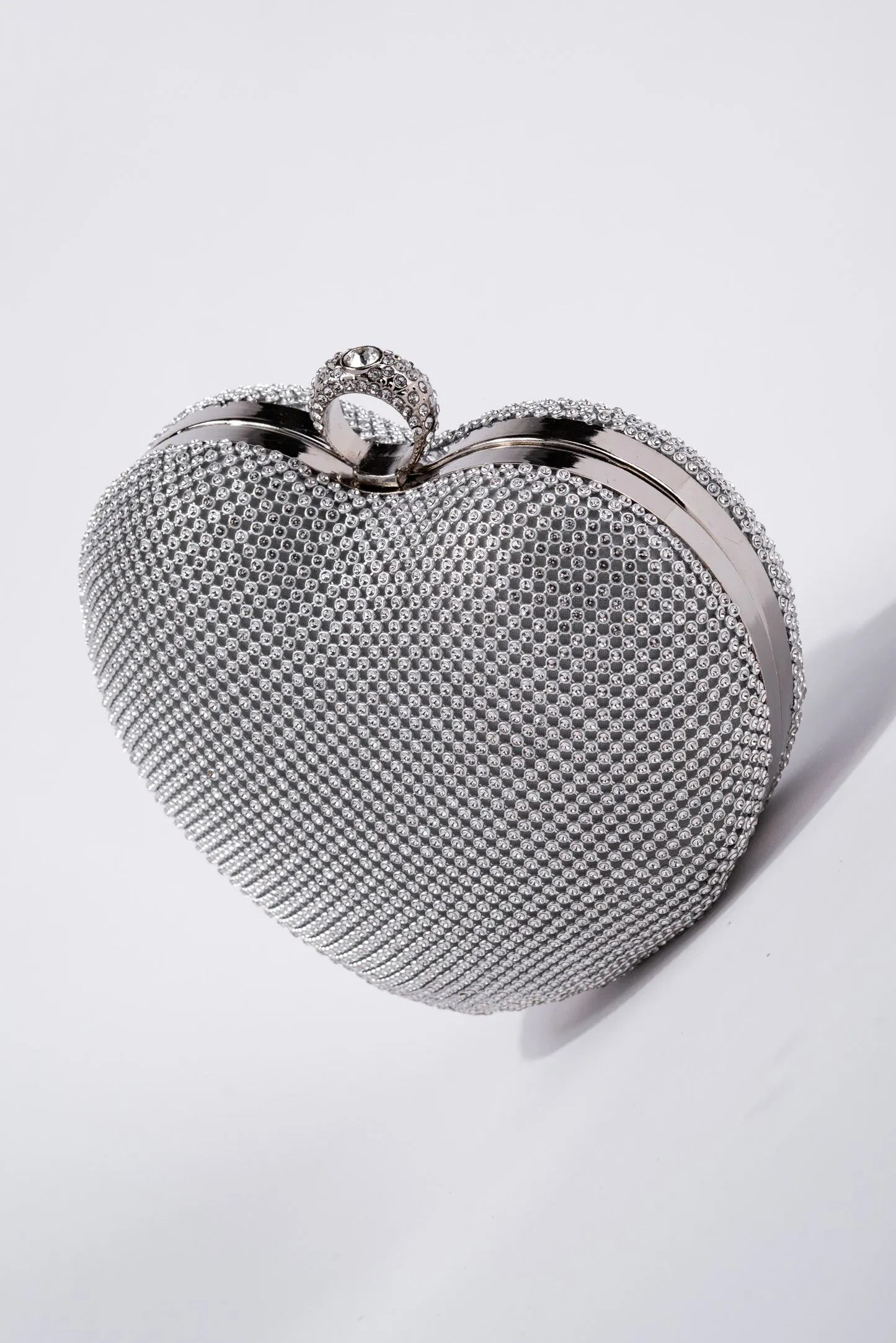 Reese Crystal Heart Shaped Evening Bag Detachable Crossbody