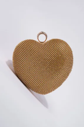 Reese Crystal Heart Shaped Evening Bag Detachable Crossbody