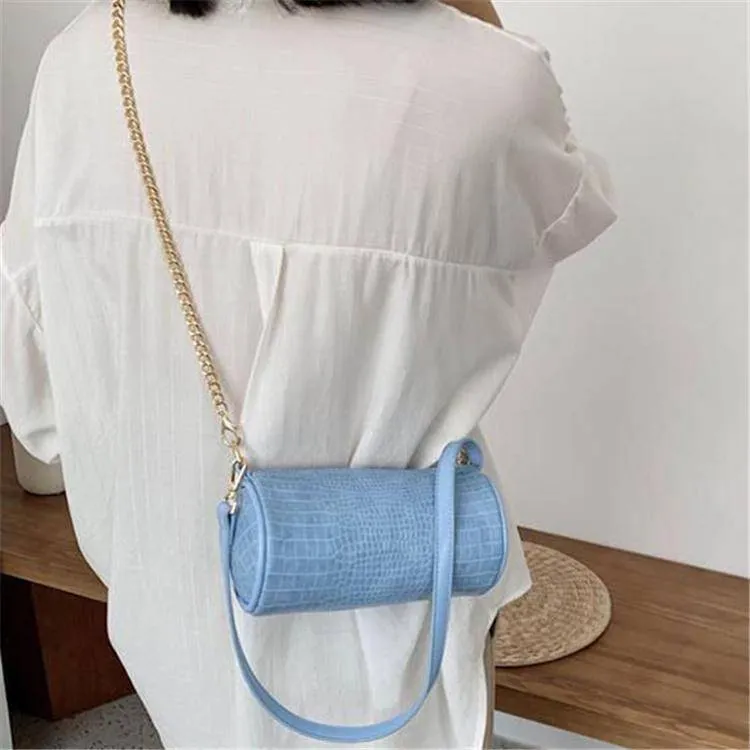 Solid Color Cylindrical Crossbody Bag