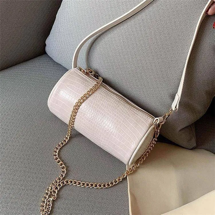 Solid Color Cylindrical Crossbody Bag