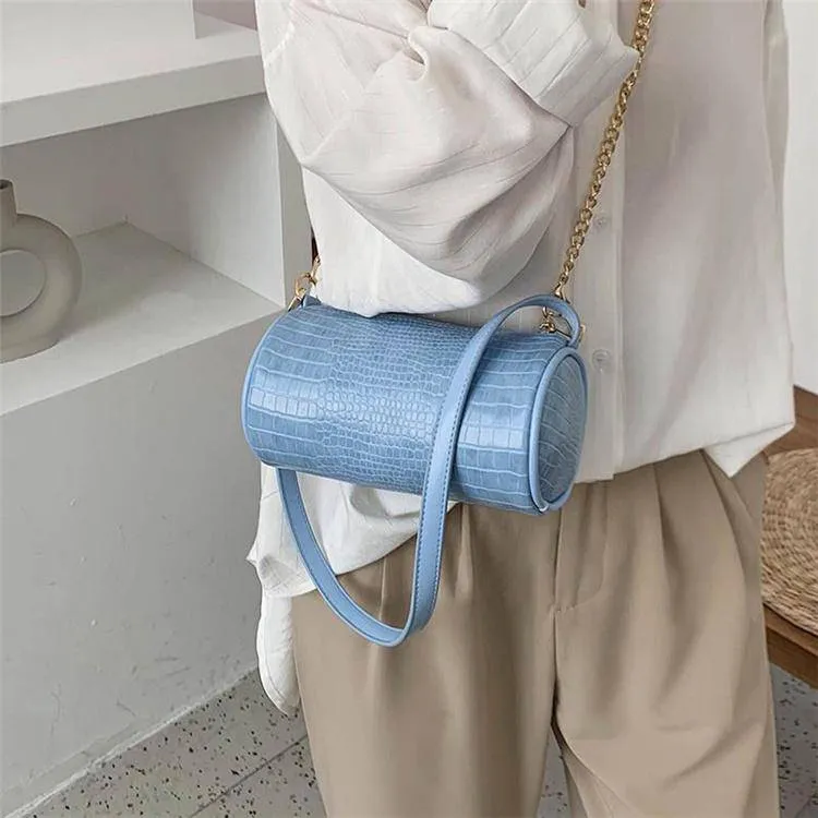 Solid Color Cylindrical Crossbody Bag