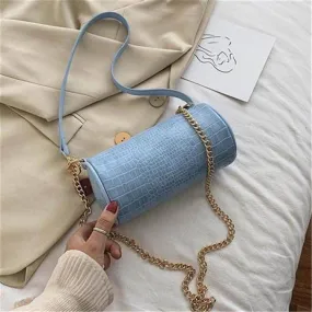 Solid Color Cylindrical Crossbody Bag