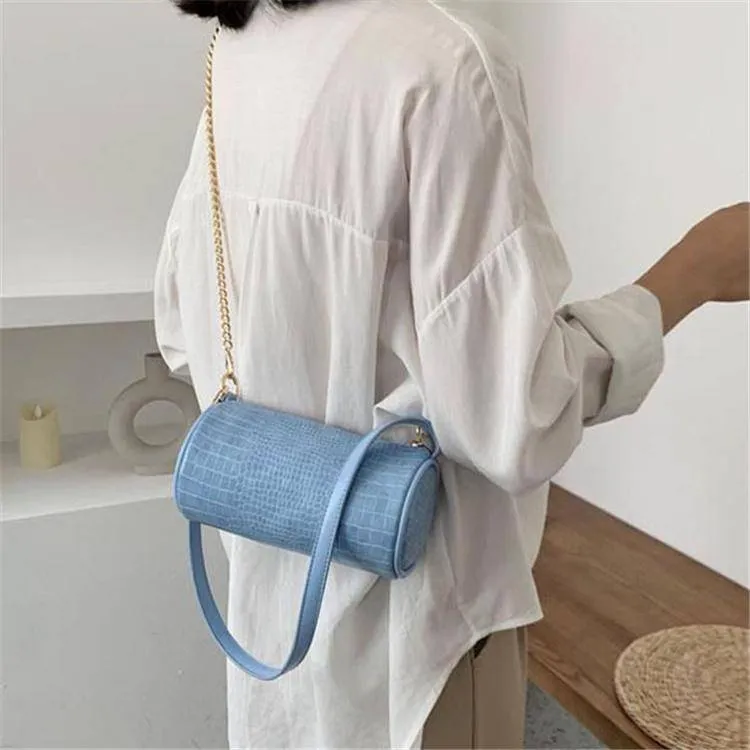 Solid Color Cylindrical Crossbody Bag