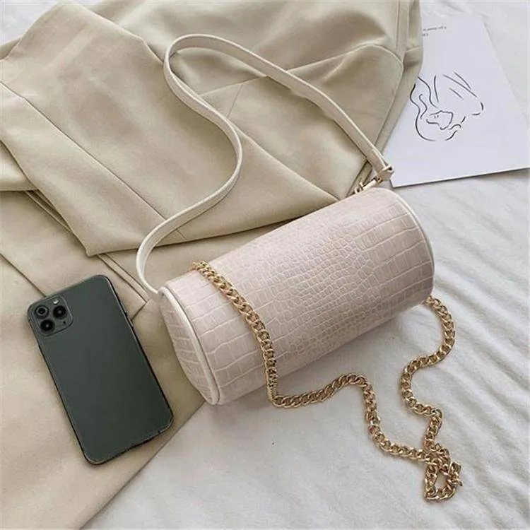 Solid Color Cylindrical Crossbody Bag