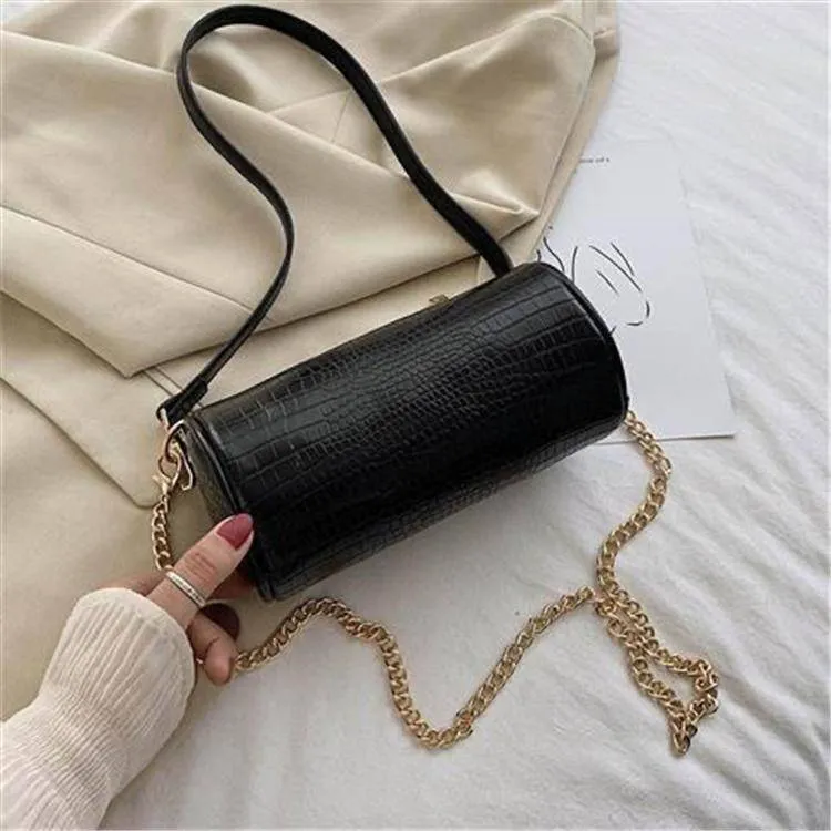 Solid Color Cylindrical Crossbody Bag