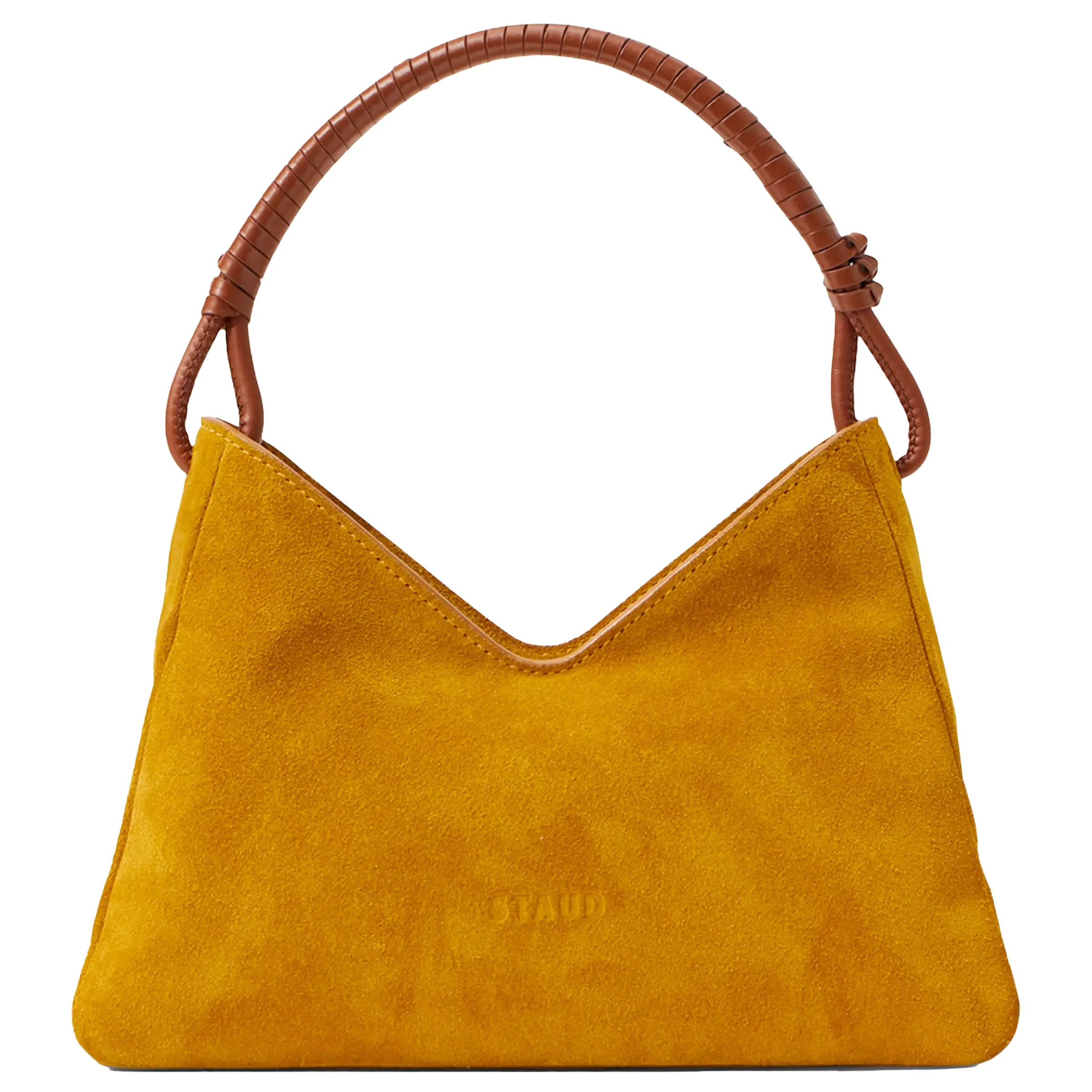 Staud Valerie Ochre Suede Zip Top Shoulder Bag