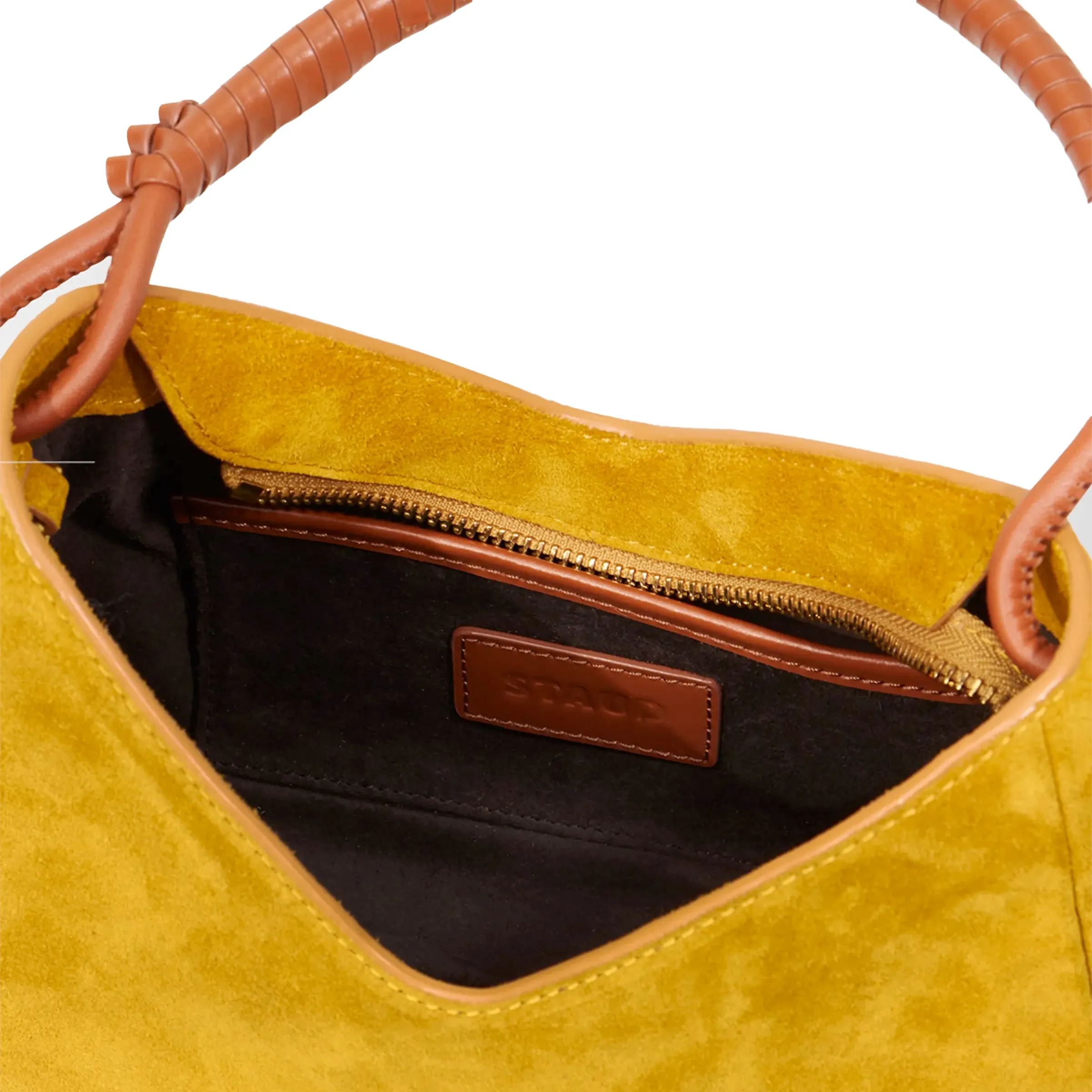 Staud Valerie Ochre Suede Zip Top Shoulder Bag