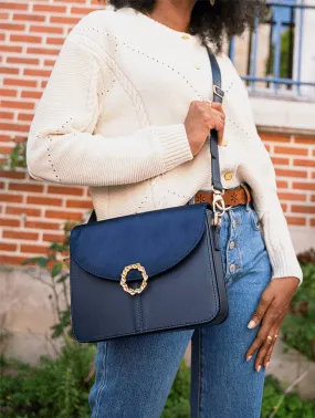 Stellan Apple Leather Vegan Crossbody Bag | Midnight Blue