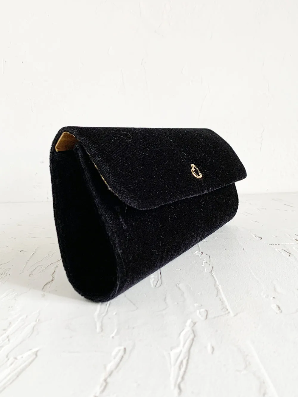 Victoria's Secret Black Velvet Clutch With Gold Heart